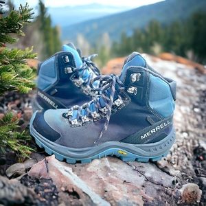 Merrell Thermo Cross 2 Womens Sz 8 Mid Waterproof Vibram Blue Hiking Boots Shoes